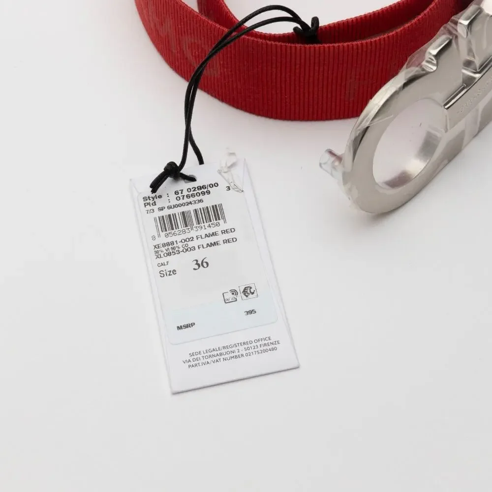 Ferragamo Men's Double Gancini Webbed Fabric Belt 36